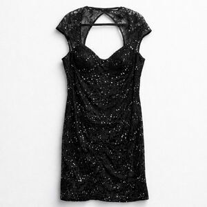 Anny Lee Black sequins and lace cocktail dress size 3X NWT